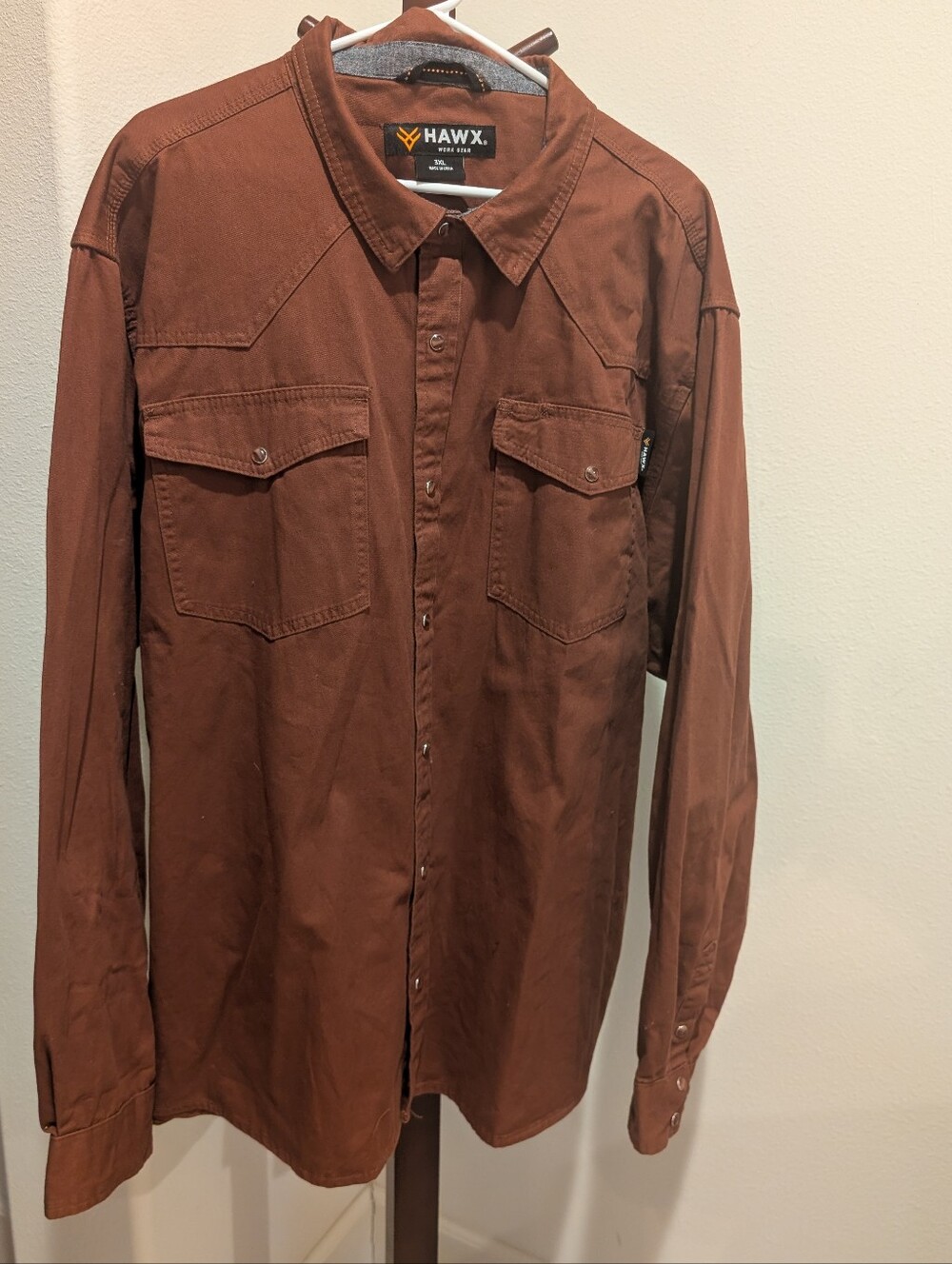 Hawx Men's Long-Sleeve Cotton Work Shirt - Rust, Size 3XL